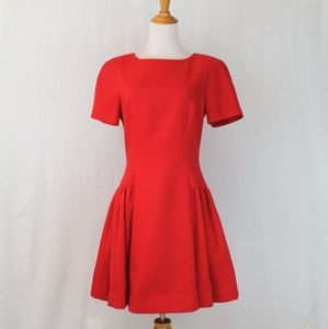 Vintage Arnold Scaasi Pleated Red Fit & Flare Dress Fits 6 8 Marked 10 Couture